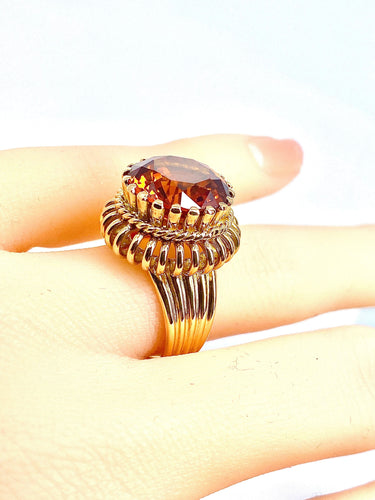 Bague 51.5 Bague en or jaune 18 carats et citrine Madère 58 Facettes AB496