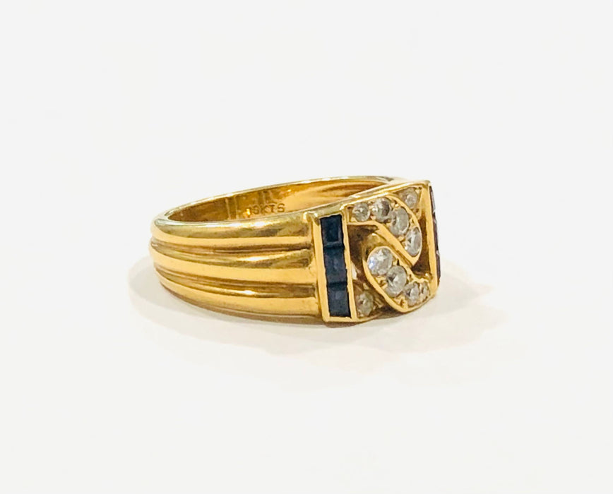 MAUBOUSSIN - Bague diamants et saphirs, or jaune