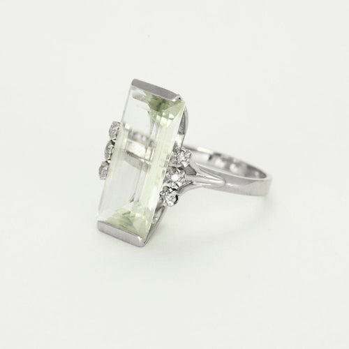 Bague 47 Bague or blanc, aigue marine et diamants 58 Facettes GU176