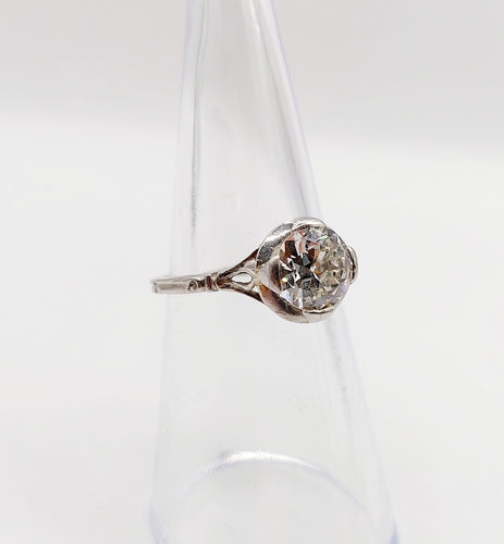 Bague 50 Bague solitaire Art déco en platine et diamant taille ancienne 1,35 carats 58 Facettes A06439
