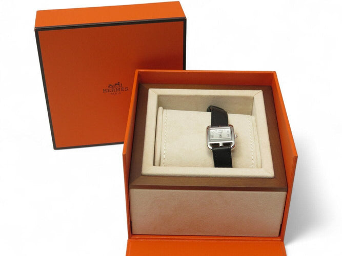 Montre montre HERMES cape cod pm cc1.210a quartz 33 mm en acier et cuir noir 58 Facettes 270891
