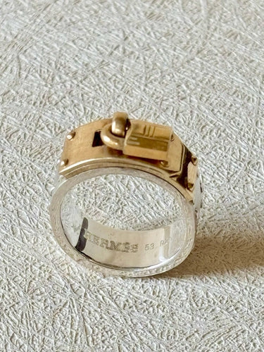 Bague 53 HERMÈS - Bague Kelly Cadenas Argent et Or Jaune 58 Facettes WC-2025-1723
