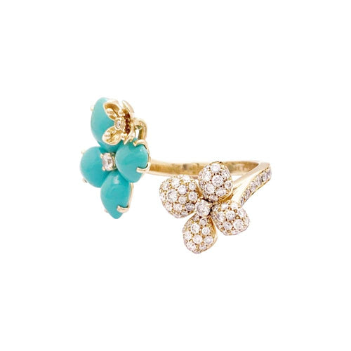 Bague 51 Bague Chaumet, « Hortensia Eden », or rose, diamants et turquoises. 58 Facettes 35031