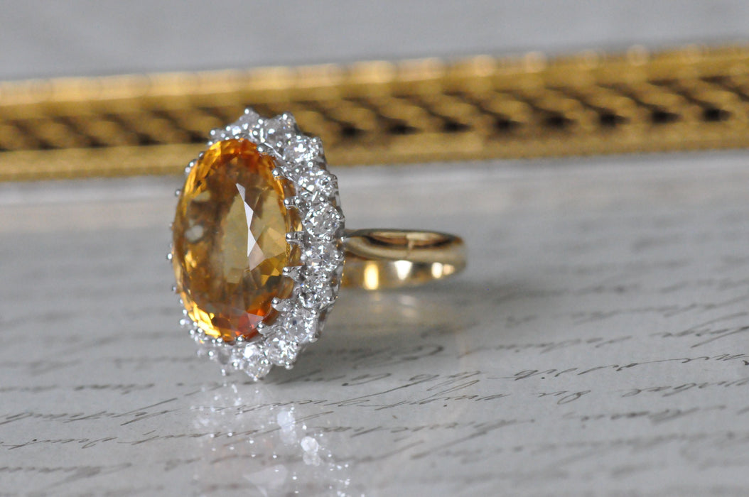 Bague 55 bague ancienne en or jaune avec citrine et diamant 58 Facettes