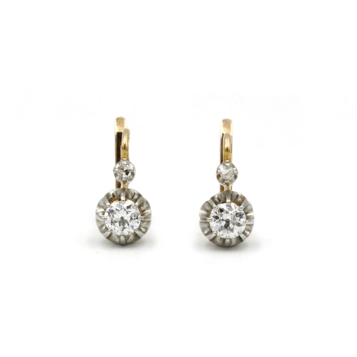 Boucles d'oreilles Boucles d'oreilles or jaune platine diamants 58 Facettes 240293R