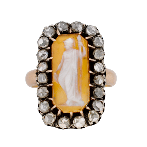 Bague 54 Bague Camée et Diamants - Époque Victorienne 58 Facettes 455