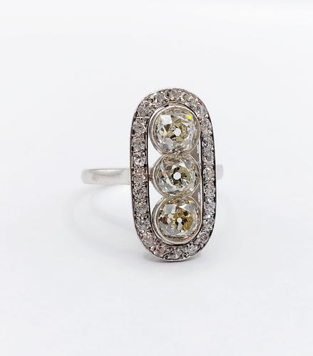 Bague 54.5 Bague marquise art deco Platine 2,25 carats diamant taille ancienne (circa 1910) 58 Facettes A06120