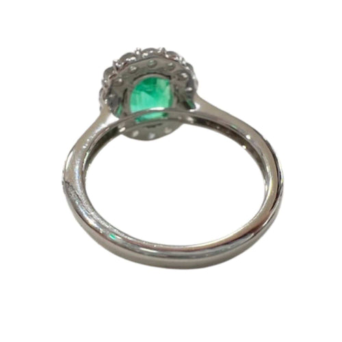 Bague 52 Bague en or blanc, diamant et émeraude, de conception contemporaine - avec certificat d'authenticité 58 Facettes Q272B