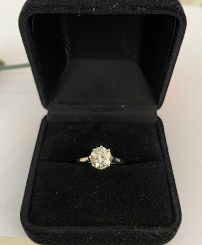 Bague 53.5 Solitaire en or, style Art déco tardif, serti d'un diamant taille brillant ancien de 1,14 carat. 58 Facettes