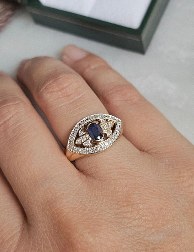 Bague 53.5 Bague or jaune, saphir, diamants 58 Facettes 457