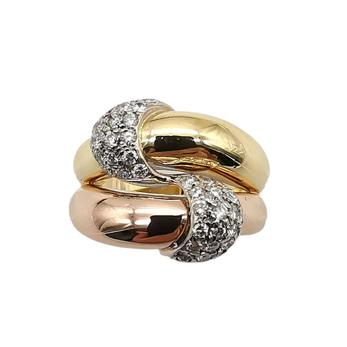 Bague 56 Bague en or jaune et or rose 18 carats et diamants 58 Facettes