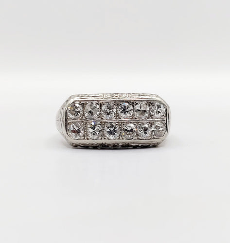 Bague 52 Bague tank art déco or blanc et diamants 58 Facettes A05400