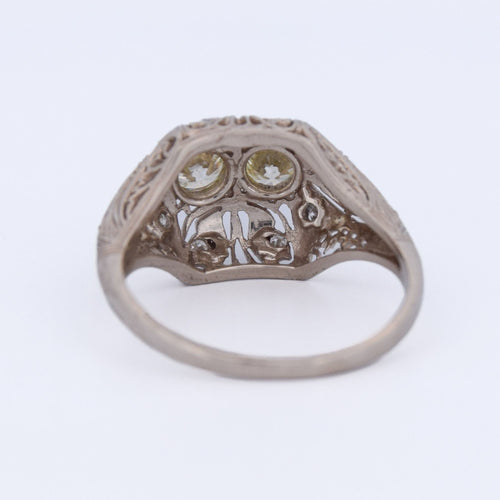 Bague 56 Anello antico stile liberty en or blanc 18 kt et diamants 58 Facettes AN476