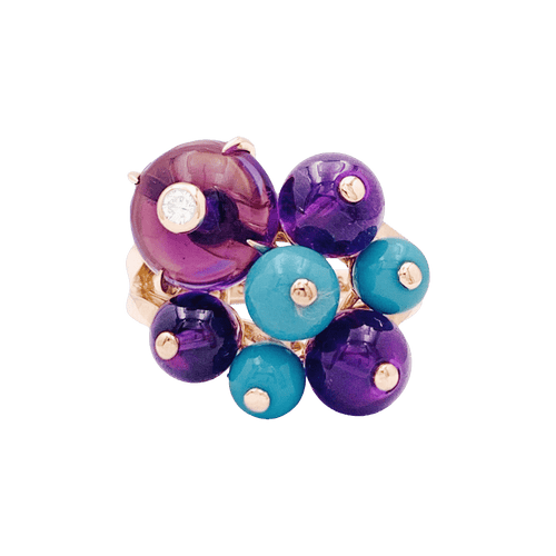 Bague 53 Bague Cartier, "Délices de Goa", or rose, diamant, turquoises, améthystes. 58 Facettes 34811