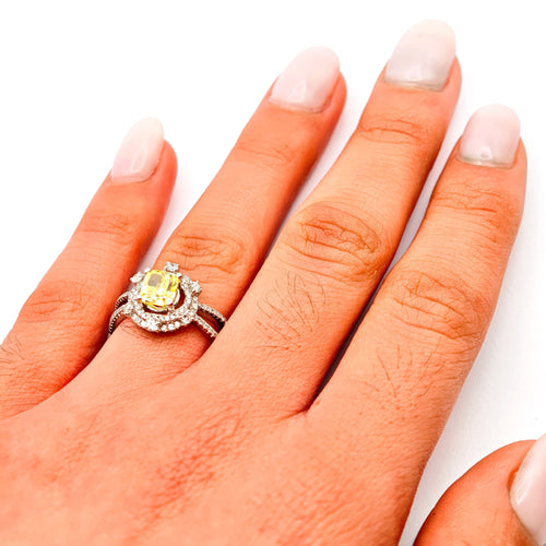 Bague 53 Bague en or blanc et diamant jaune 58 Facettes 21002069