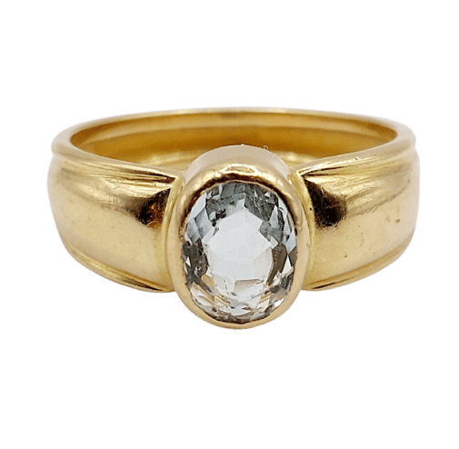 Bague 49 Bague jonc vintage or jaune 18k aigue marine de 0,70 carats 58 Facettes A06182
