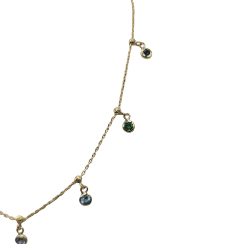 Collier Collier or jaune 18 carats serti de saphirs multi couleurs 58 Facettes