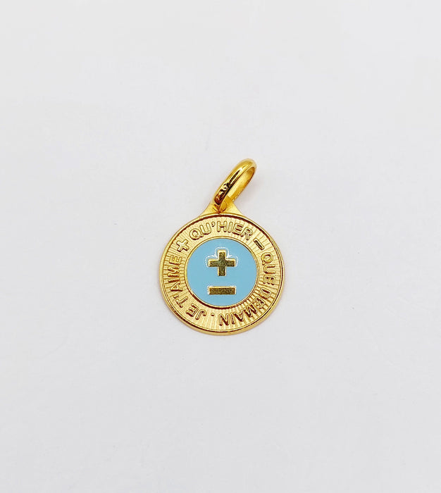 Pendentif AUGIS - Pendentif médaille d'amour or jaune  - L'Élégante Bleue ciel 58 Facettes J10798X000