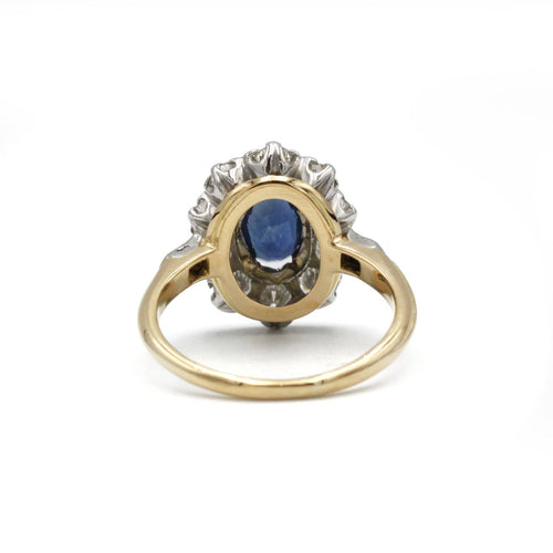 Bague - Or, Platine, Diamants & Saphir