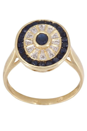 Bague 62 Bague moderne or jaune saphirs et diamants 58 Facettes 081501