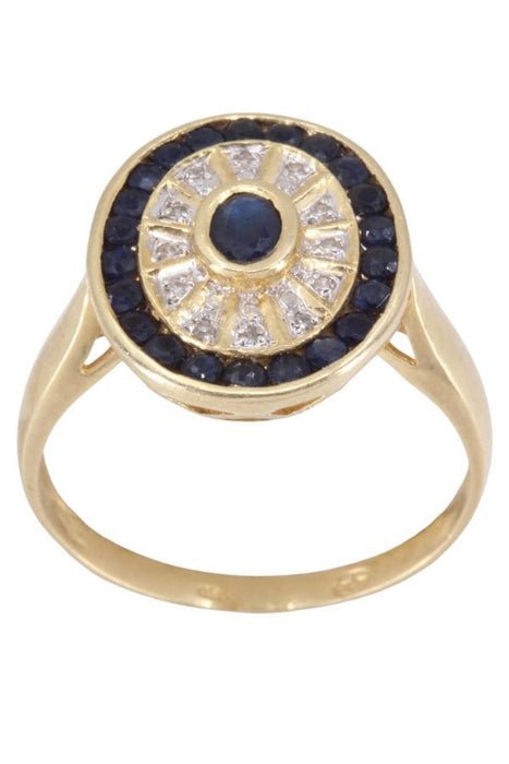 Bague moderne or jaune saphirs et diamants