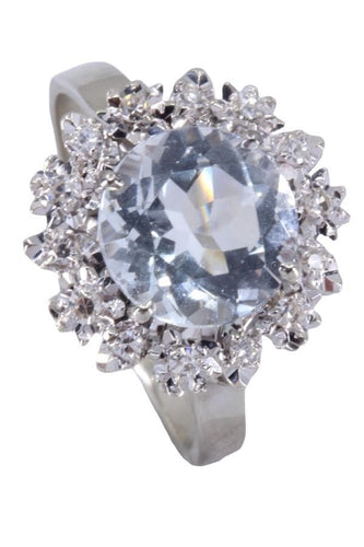 Bague 57 Bague ancienne aigue-marine et diamants 58 Facettes 086791