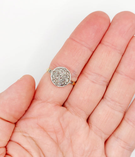 Bague cible or jaune, diamants taille rose (circa 1920)