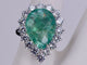 Bague Bague Poire Colombienne Emeraude et Diamants Or blanc 18 carats 58 Facettes BA-1279