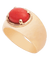 Bague Or jaune 18K Corail cabochon rouge