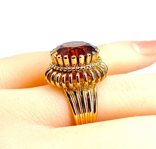 Bague 51.5 Bague en or jaune 18 carats et citrine Madère 58 Facettes AB496
