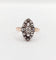 Bague 54 Bague marquise antique en or rose 18k et argent, diamant et diamants roses 58 Facettes A06417