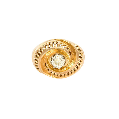 Bague 57 Brague rétro en or rose et diamant 58 Facettes GU172