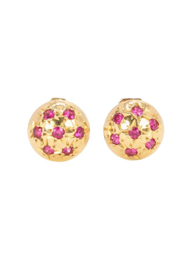 Boucles d'oreilles Boucles d'oreilles demi-boules or jaune rubis serti étoile 58 Facettes 1128.3