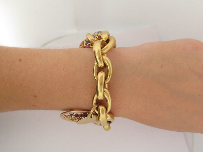 Bracelet bracelet gourmette breloques coeur zodiac t18 or jaune 18k 90.5gr charms 58 Facettes 270131