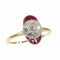 Bague 58 Bague de fiançailles Art déco vintage en diamant et rubis 58 Facettes 22237-0168
