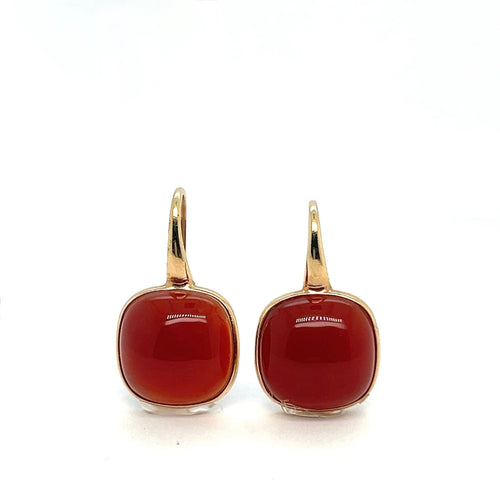 Boucles d'oreilles Boucles d'oreilles en or avec agate rouge et nacre 58 Facettes