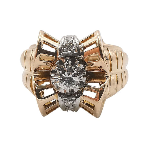 Bague 57 Bague Tank vintage or platine & diamants 58 Facettes