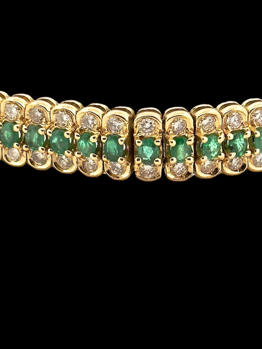 Bracelet Bracelet or jaune, émeraudes et diamants 58 Facettes