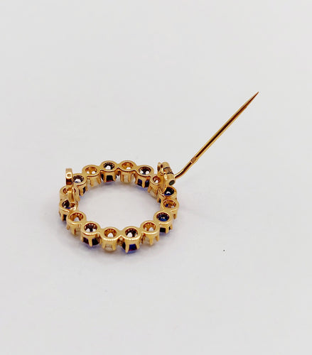 Broche Broche antique en or 18k avec perles et pierres bleues 58 Facettes A06460