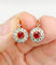 Boucles d'oreilles Dormeuses marguerite antique or rose pierre rouge et diamants 58 Facettes A00730