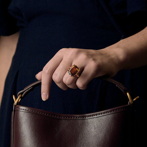 Bague 55 Bague or jaune La Citrine Mandarine 58 Facettes LP1415/