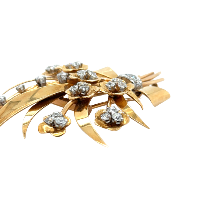 Broche or jaune diamants époque 1940