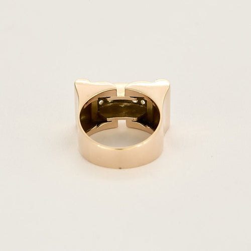 Bague 52 Bague Tank en or jaune, or blanc et diamants 58 Facettes CLA0749