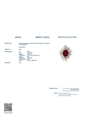 Bague 58 Bague en or blanc avec rubis et diamants 58 Facettes