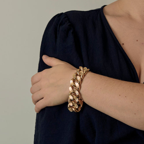 Bracelet Bracelet gourmette en or jaune limé 58 Facettes MEL0087