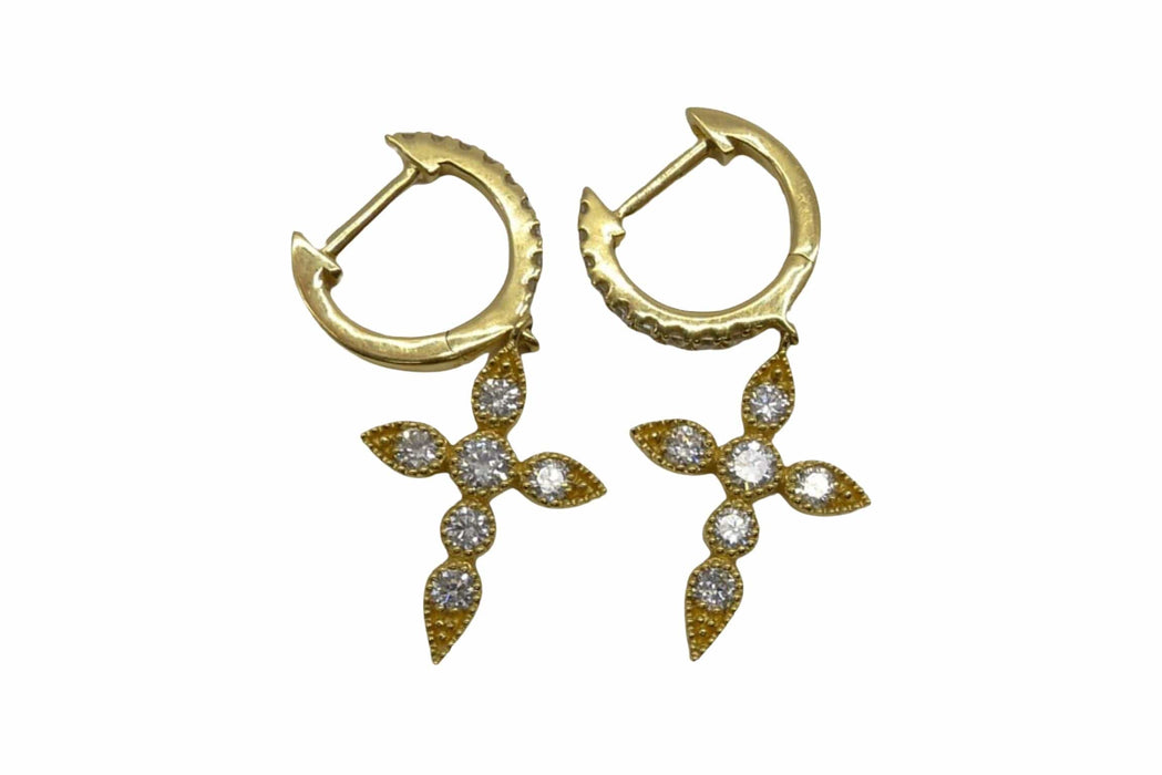 Boucles d'oreilles Boucles d'oreilles or pendentif croix 0,41 ct 58 Facettes 00017901