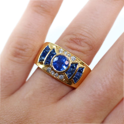 Bague Bague tank saphirs et diamants 58 Facettes