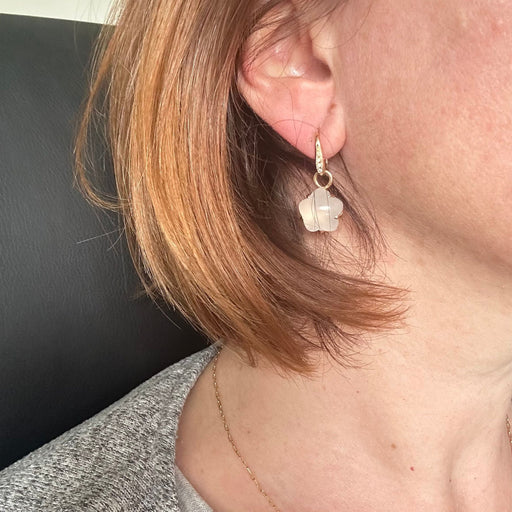Boucles d'oreilles Pendants d'oreilles quartz roses en or 18 carats 58 Facettes 301
