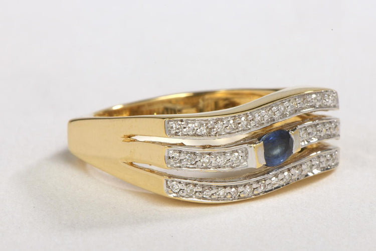 Bague 58 Bague Or jaune Saphir, Diamant 58 Facettes 00390CN