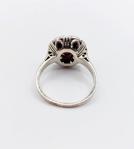 Bague fleur art deco or blanc 18k et 0,50 carats de diamants